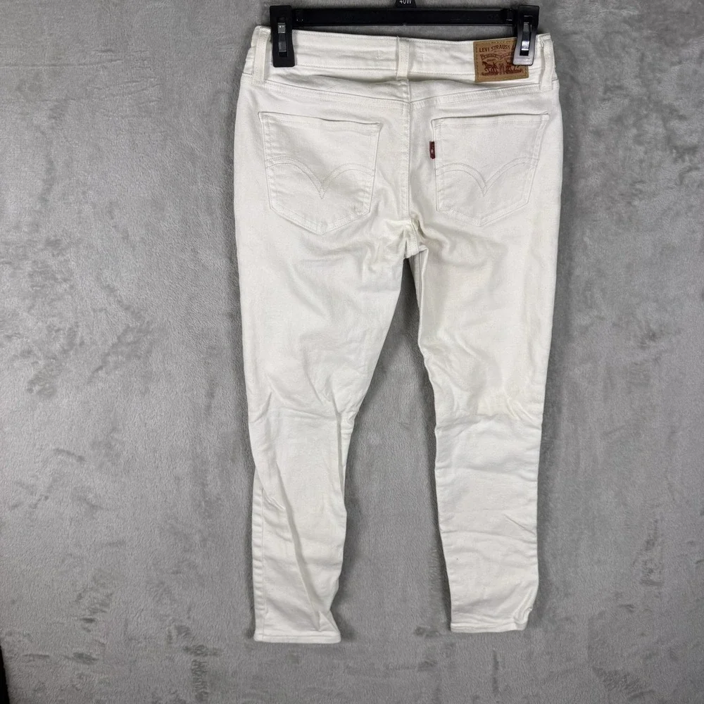 Levis 535 Jeans Womens 27 White Distressed Super Skinny Stretch Ripped Knee‎ - Picture 8 of 12